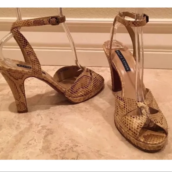 RALPH LAUREN Python Snake Ankle Strap Heels Italy - Picture 11 of 12